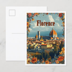 Florenz Italien Vintage-Kunst-Reiseillustration Postkarte