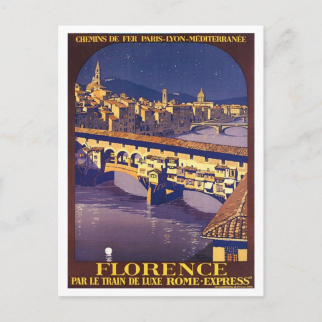 Florenz, Italien, Vintage Reiseplakat Postkarte (Vorderseite)