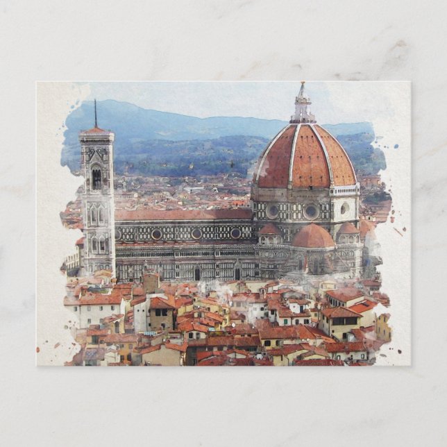 Florenz Italien Wasserfarben Kunst Postkarte (Vorderseite)