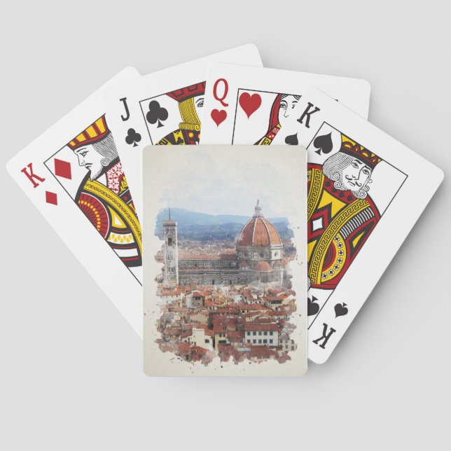 Florenz Italien Wasserfarben Kunst Spielkarten (Rückseite)