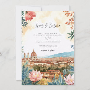 Florenz Italien Ziel Wasserfarbe Hochzeit Einladung
