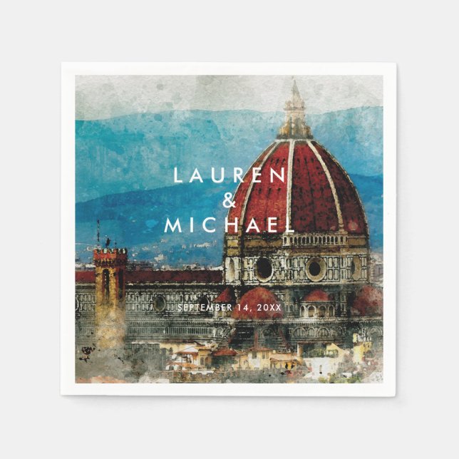 Florenz italy landschaftliche Hochzeitsnapkins Serviette (Vorderseite)
