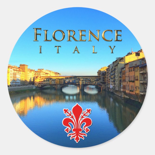 Florenz - Ponte Vecchio Runder Aufkleber (Vorderseite)