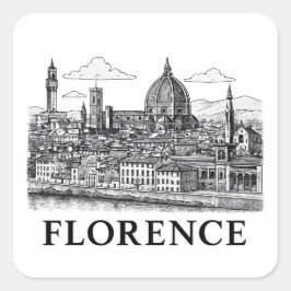 Florenz Stadtbild - Duomo Kathedrale Linie Kunst Quadratischer Aufkleber