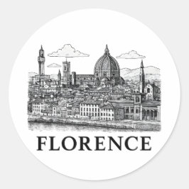 Florenz Stadtbild - Duomo Kathedrale Linie Kunst Runder Aufkleber