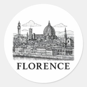 Florenz Stadtbild - Duomo Kathedrale Linie Kunst Runder Aufkleber