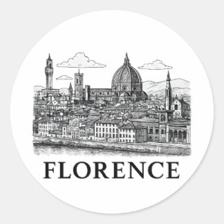 Florenz Stadtbild - Duomo Kathedrale Linie Kunst Runder Aufkleber