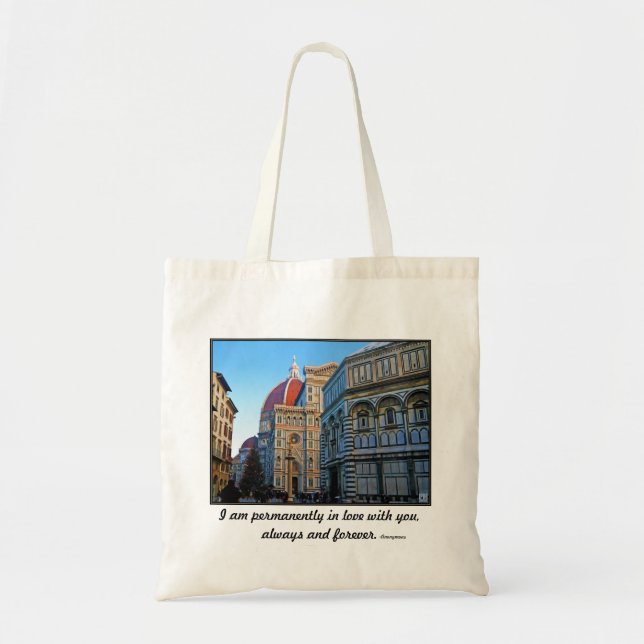 Florenzduomo-Kathedrale mit Liebe-Zitat Tragetasche (Vorne)