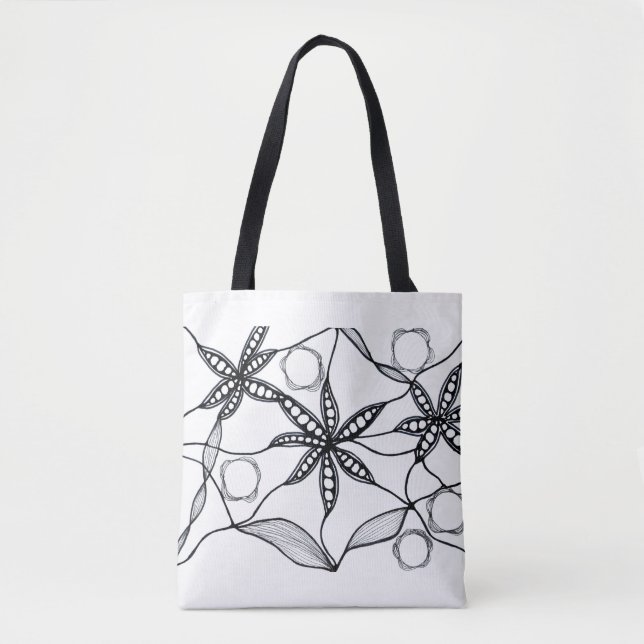 Flores abstractas en blanco y negro tasche (Vorderseite)