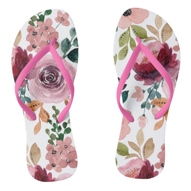 Flores acuarela en rosa y morado flip flops (Fußbett)