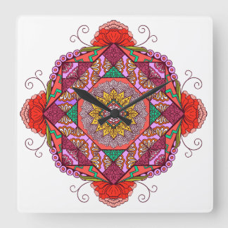 Flores como el Cosme Quadratische Wanduhr
