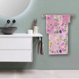 Flores del campo sobre rosa badhandtuch set