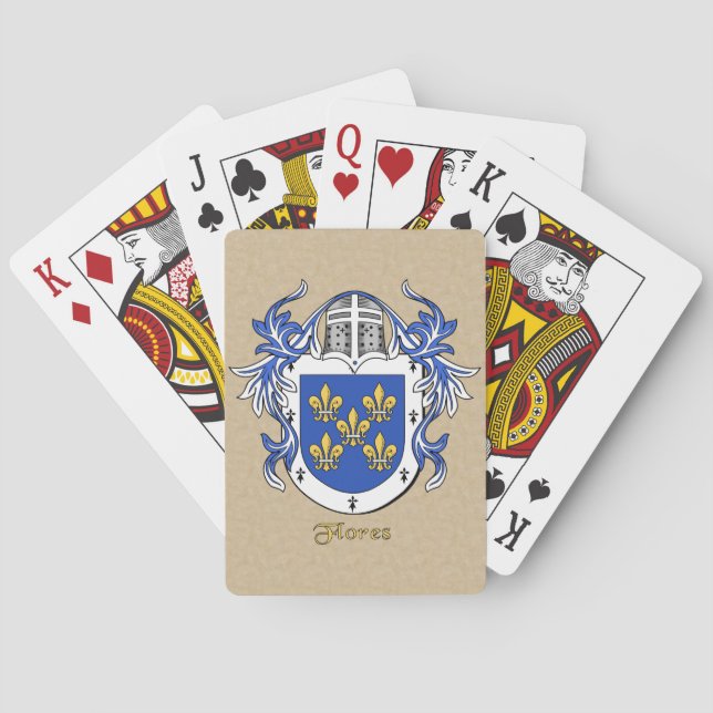 Flores Heraldischer Schild mit Mantling Spielkarten (Rückseite)