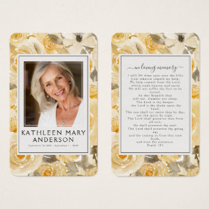 Flores jaunes Photo Funérailles Carte de prière co