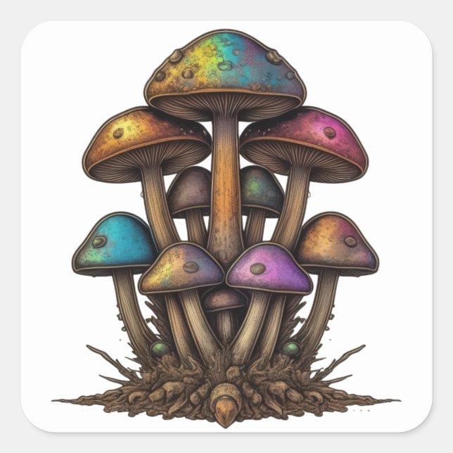 Florescent Fungi Quadratischer Aufkleber (Vorderseite)