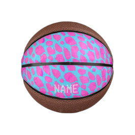 Florescent Pink Blue Cheetah Mini Basketball