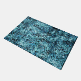 Floresta azul sob nevasca ou vidro trincado fußmatte