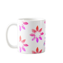 Florfarbenes Retro-Muster für Monogramm, Hot Pink