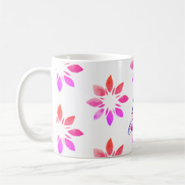 Florfarbenes Retro-Muster für Monogramm, Hot Pink Kaffeetasse