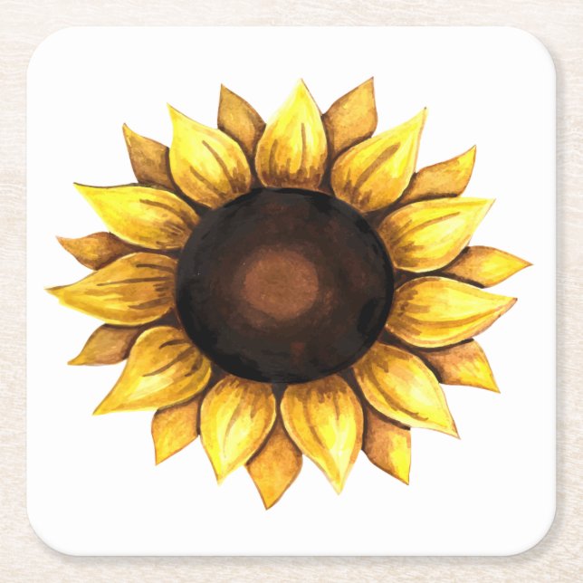 Florgelbe Blume Wasserfarben Sonnenblumen Rechteckiger Pappuntersetzer (Vorderseite)