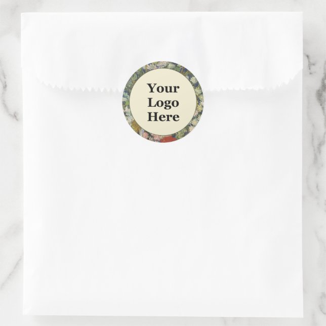 Florgelbe grün-weiße Firmenlogos hier Runder Aufkleber (Tasche)