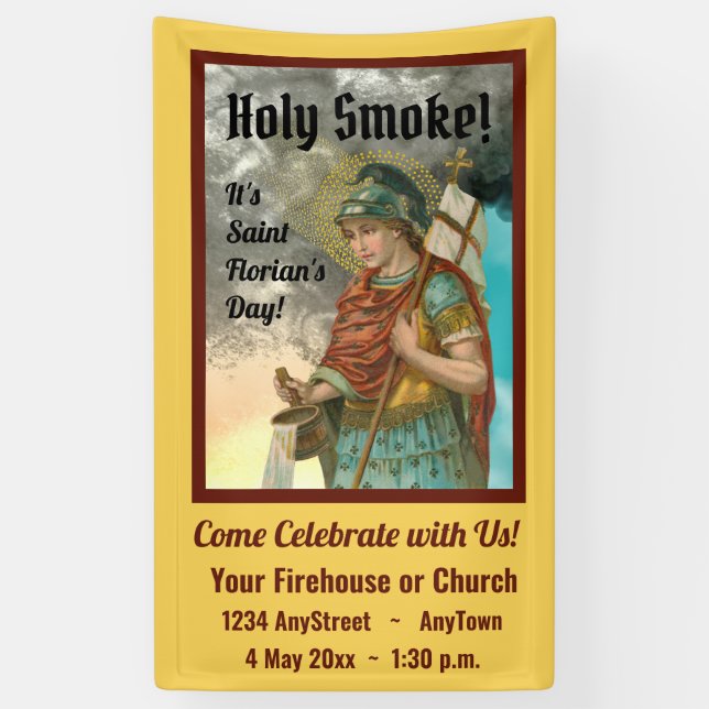 Florian mit Eimer (Rauch; M 019) Banner (Vertikal)