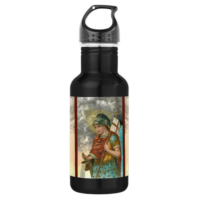 Florian mit Eimer (Rauch; M 019) Edelstahlflasche (Vorderseite)