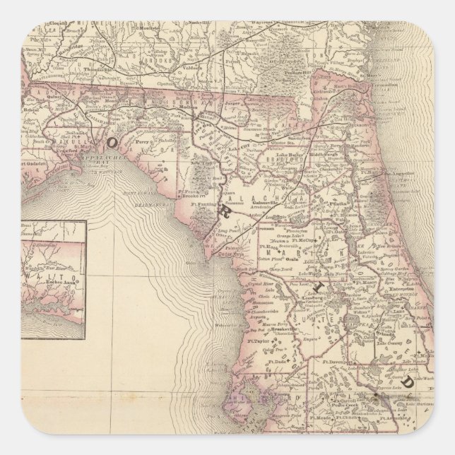 Florida 10 quadratischer aufkleber (Vorderseite)