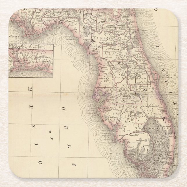 Florida 10 rechteckiger pappuntersetzer (Vorderseite)