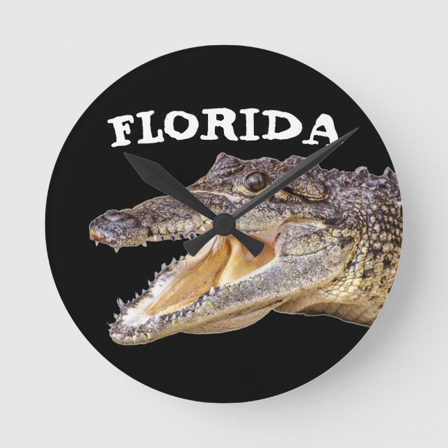 FLORIDA ALLIGATOR Acrylmauer Runde Wanduhr (Vorderseite)