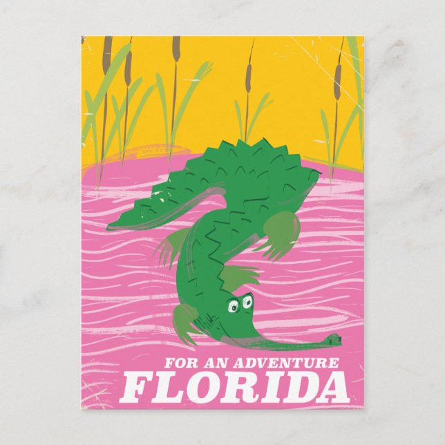 Florida Alligator Reiseplakat Postkarte (Vorderseite)