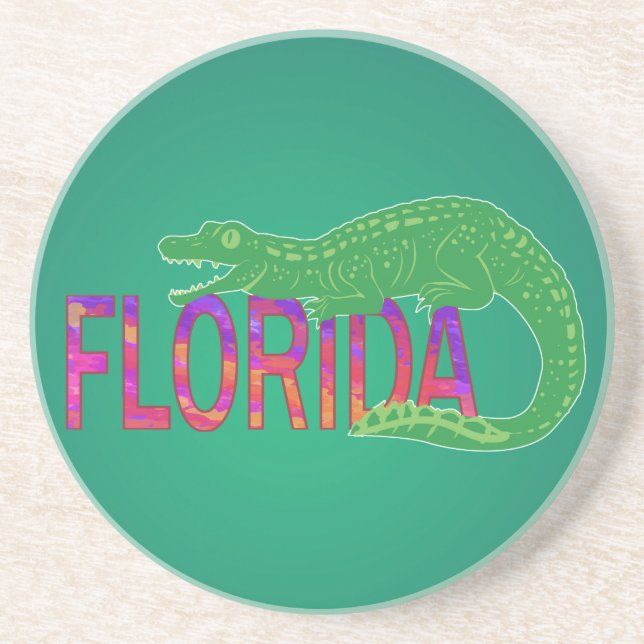 Florida Alligator Sandstein Untersetzer (Vorne)