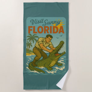 Florida Alligator Wrestling Lustige Retro-Strand Strandtuch