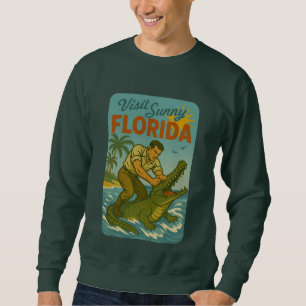 Florida Alligator Wrestling Lustiges Retro-Küste Sweatshirt
