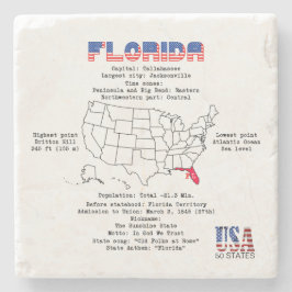 Florida American Staat auf der Karte und nützliche Steinuntersetzer