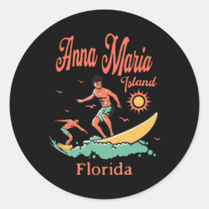 Florida Anna Maria Insel Fl Surfer Surfen Fischen Runder Aufkleber