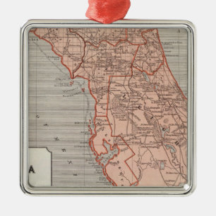 Florida-Atlas-Karte Silbernes Ornament