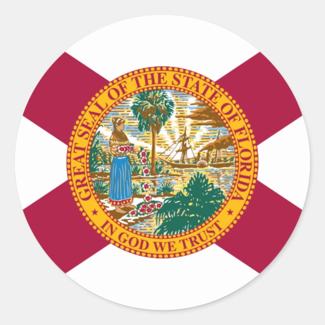 Florida-Aufkleber für Fahne/Siegel Runder Aufkleber (Vorderseite)