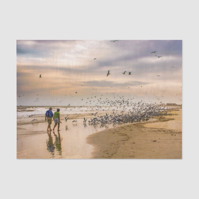 Florida Beach at Sunset - Travel Fotografy Birds Seidenpapier (Vorderseite)