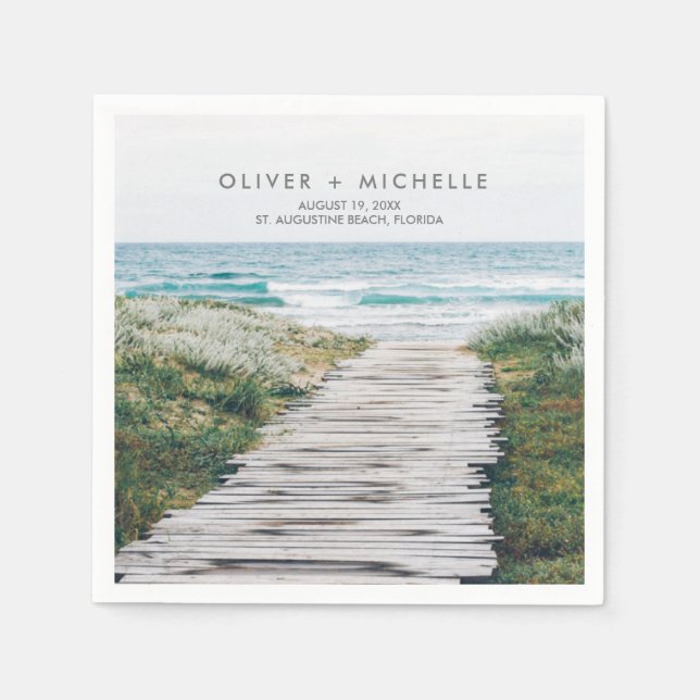 Florida Beach Personalisiert Wedding Napkins Serviette (Vorderseite)
