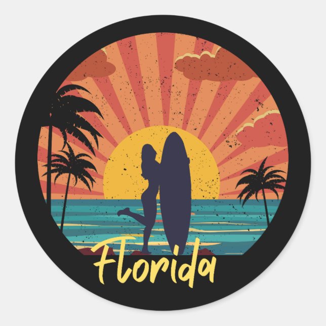 Florida Beach Runder Aufkleber (Vorderseite)