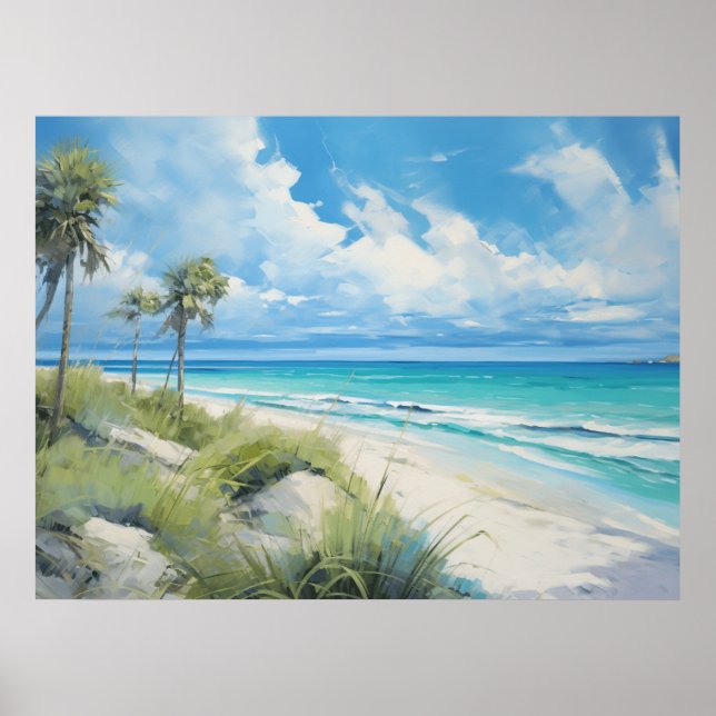Florida Beach Scene. Kristallklares blaues Wasser. Poster (Vorne)