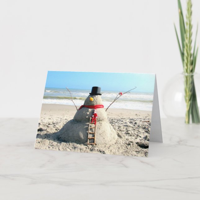 Florida Beach Snowman et Elf - Carte de voeux (Devant)