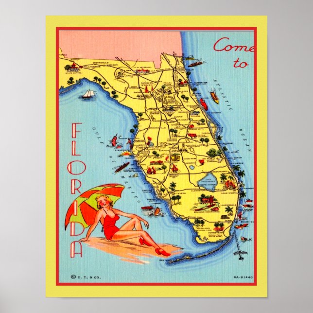 Florida Beach Travel Poster der 30er Jahre (Vorne)