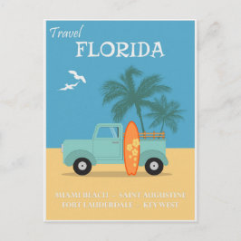 Florida Beach Vintage Travel Poster Postkarte