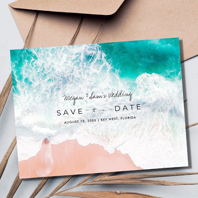 Florida Beach Wedding Save the Date Ankündigungspostkarte (Florida Beach Wedding Save the Date Postcard)