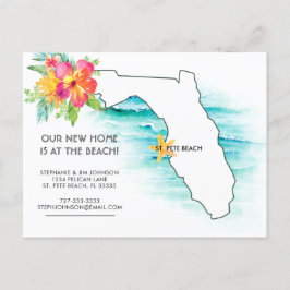 Florida Beach Zuhause - neue Adresse Ankündigungspostkarte