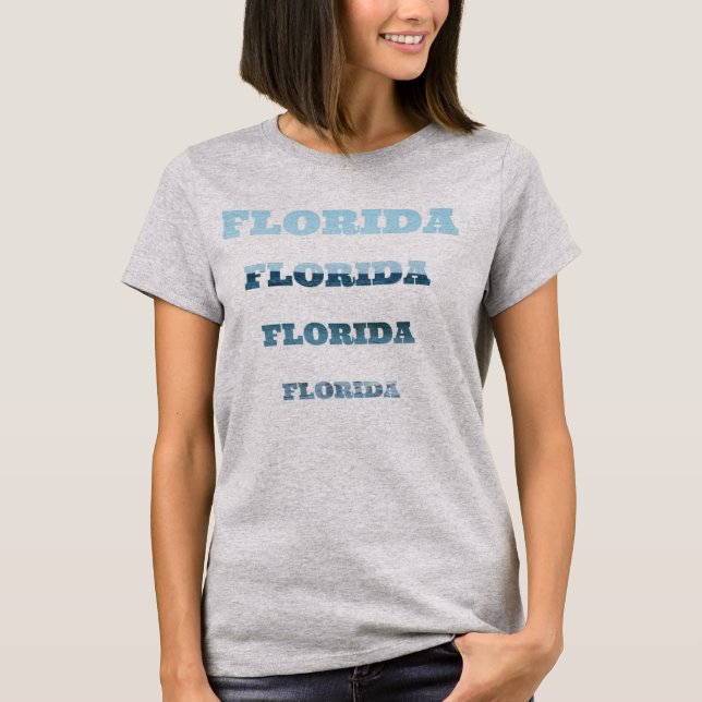 Florida Blue Gradient-Stack-Design T-Shirt (Vorderseite)