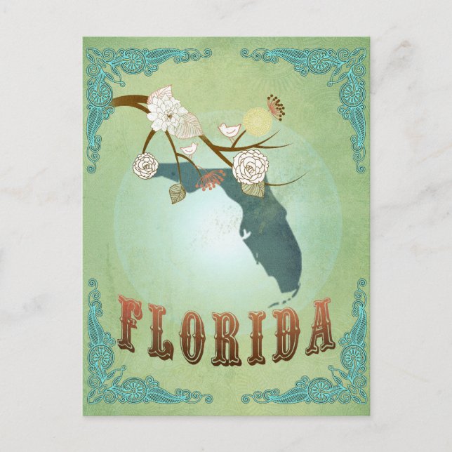 Florida-Bundesstaatskarte – Grün Postkarte (Vorderseite)