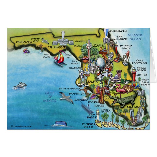 Florida Cartoon Karte (Vorderseite (Horizontal))